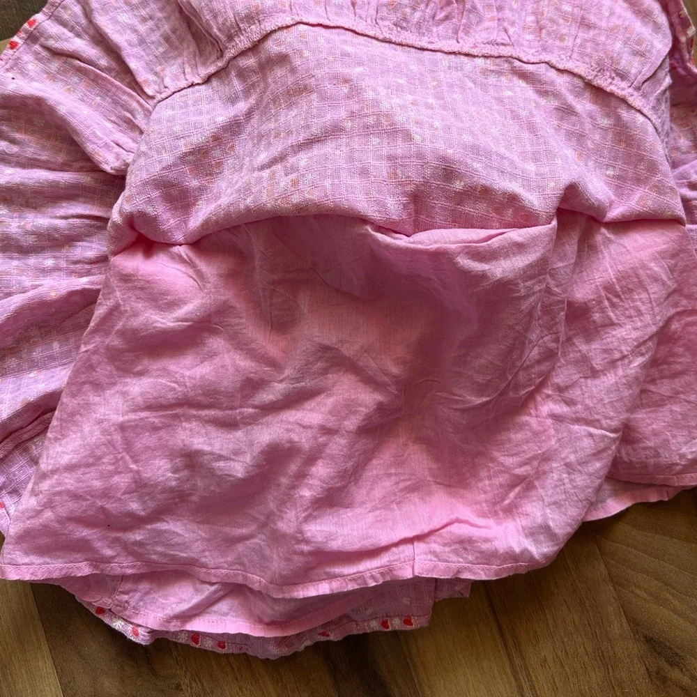 Urban Outfitters Pink Eyelet Ruffle Tie-Waist Mini Dress - Picture 11 of 14